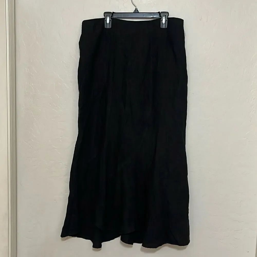 Cut Loose Black Linen Skirt Minimalist Lagenlook Resort Bohemian Coastal